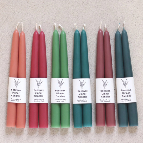 Large Handmade Beeswax Dinner Candles – Set of 2