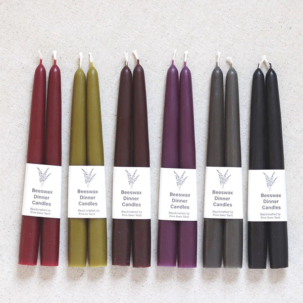 Large Handmade Beeswax Dinner Candles – Set of 2