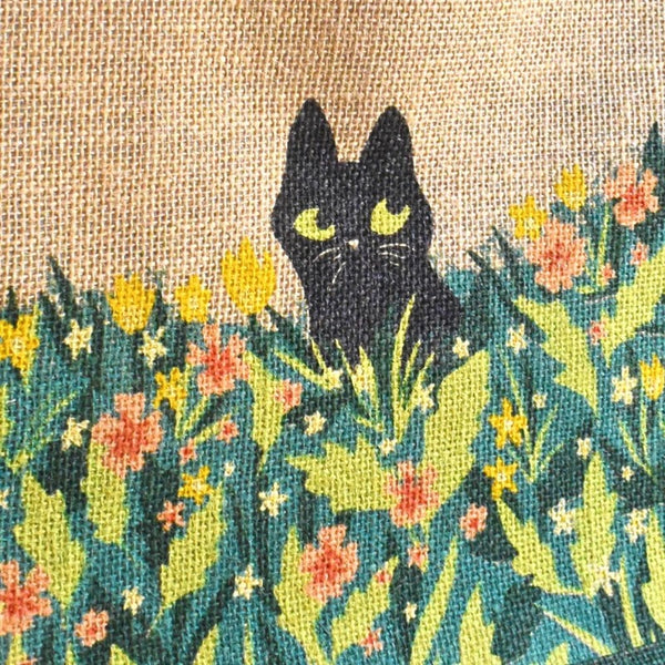 Black Cat Jute Shopper Bag