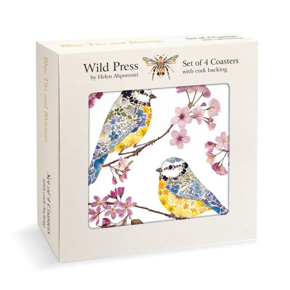 Blue Tits and Blossom Set of 4 Coasters