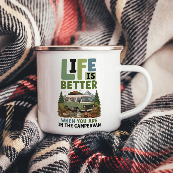 Campervan Enamel Mug