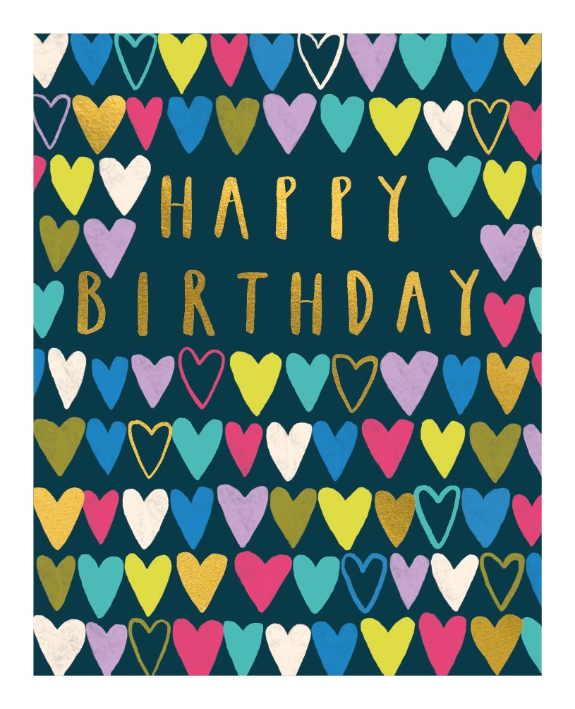 Happy Birthday Hearts Greetings Card