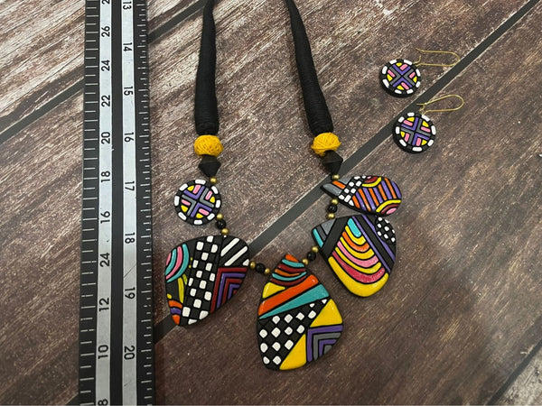 Celestial Geometric Colourful Clay Jewellery Set
