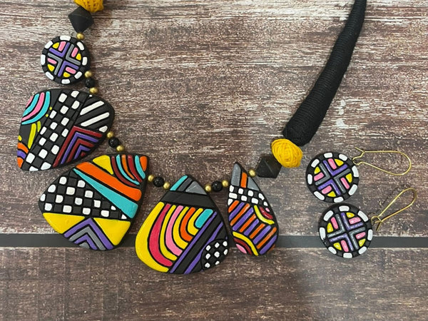 Celestial Geometric Colourful Clay Jewellery Set