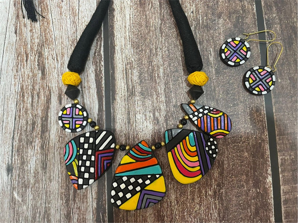 Celestial Geometric Colourful Clay Jewellery Set