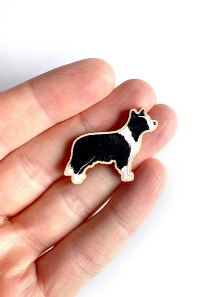 Border Collie Wooden Dog Pin
