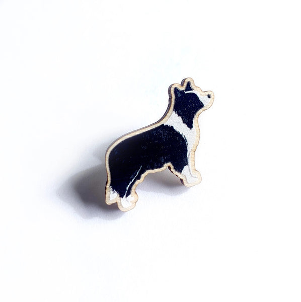 Border Collie Wooden Dog Pin
