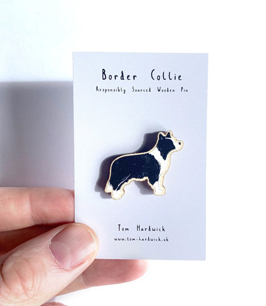 Border Collie Wooden Dog Pin