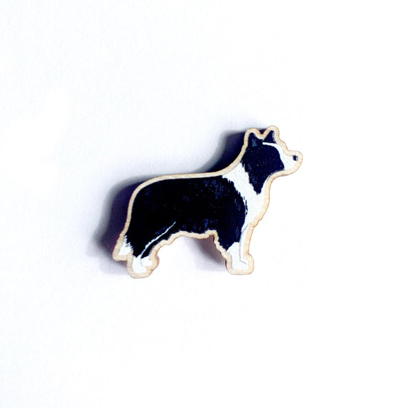 Border Collie Wooden Dog Pin