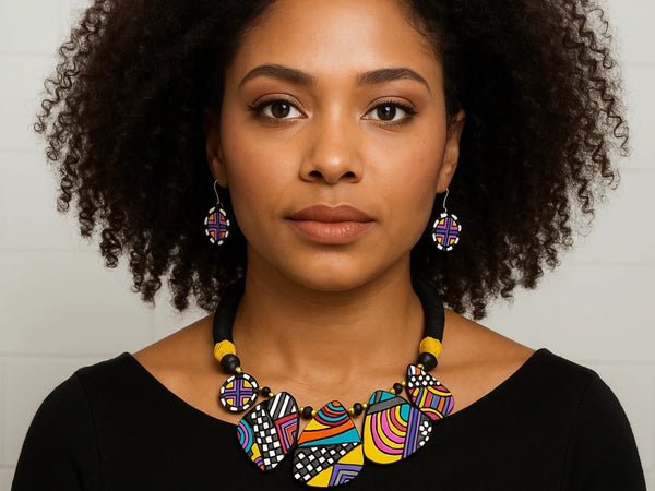 Celestial Geometric Colourful Clay Jewellery Set