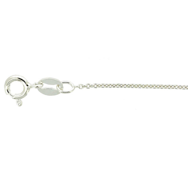 Close-up of a silver chain with a clasp on a white background