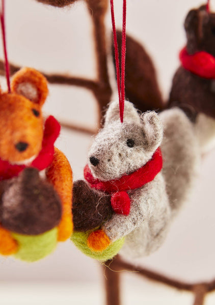 Felt Squirrel With Acorn Decoration