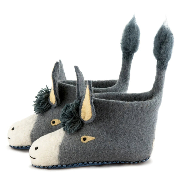 Adult Darci Donkey Felt Slippers