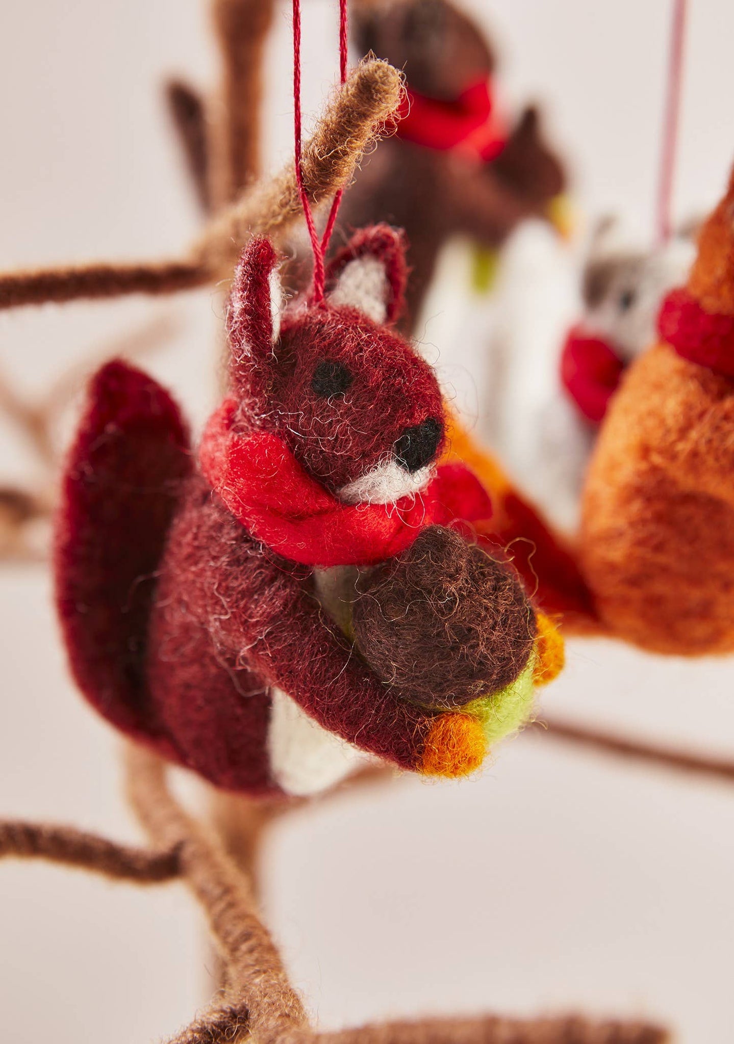 Felt Squirrel With Acorn Decoration