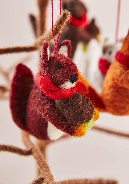 Felt Squirrel With Acorn Decoration