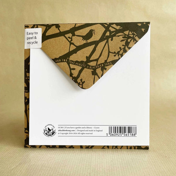 Garden and a Library Greetings Card