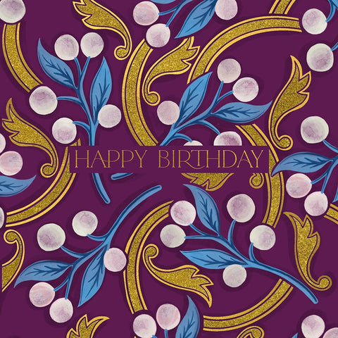Blue Leaf Birthday Greetings Card