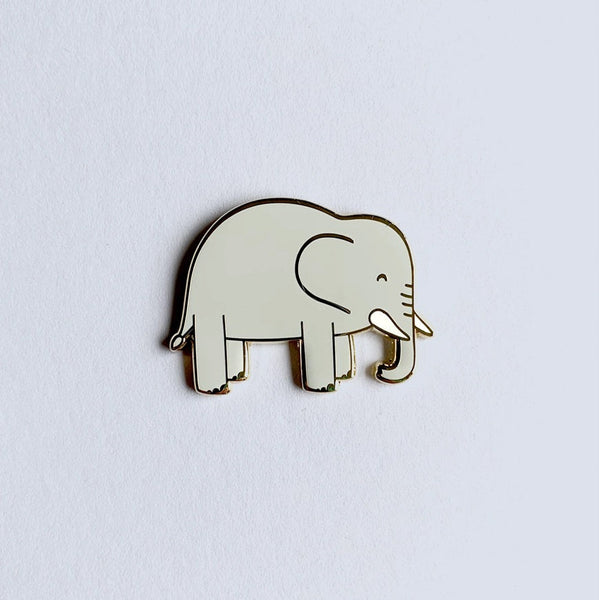 Elephant-shaped pin on a light gray background