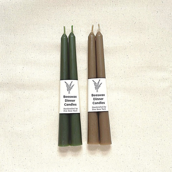 Large Handmade Beeswax Dinner Candles – Set of 2