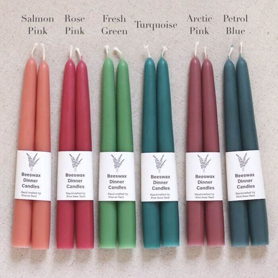 Large Handmade Beeswax Dinner Candles – Set of 2