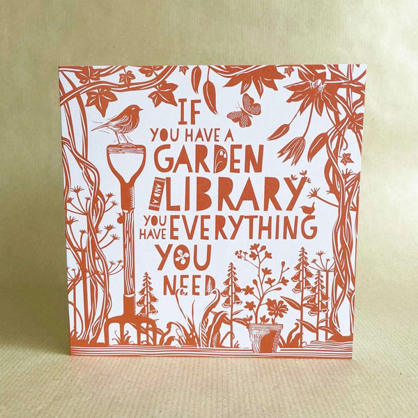 Garden and a Library Greetings Card