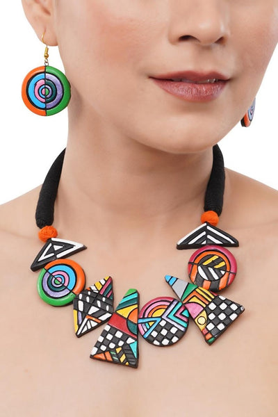 Geometric Colourful Clay Jewellery Set