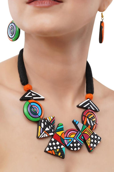 Geometric Colourful Clay Jewellery Set