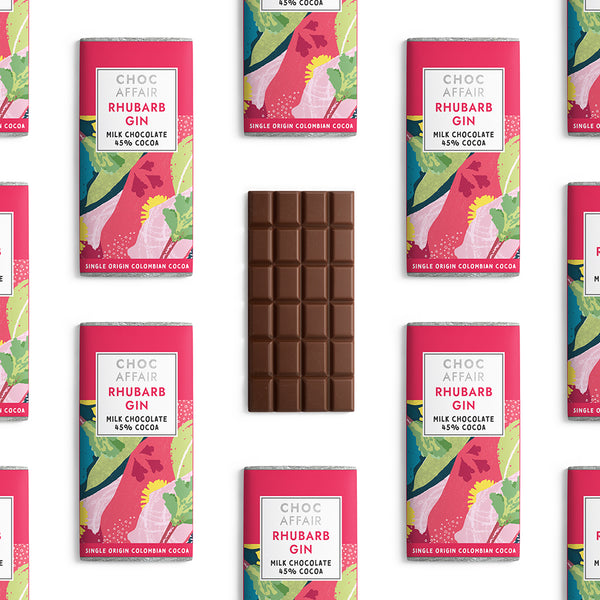 Rhubarb Gin Milk Chocolate Bar