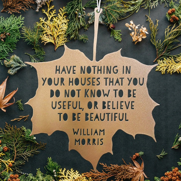 William Morris Leaf Quote Wall Plaque