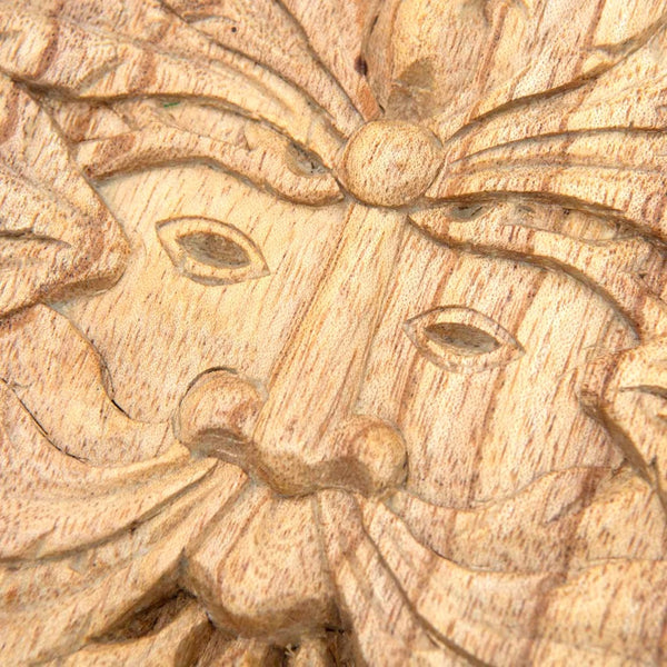 Hand Carved Green Man Wooden Plaque