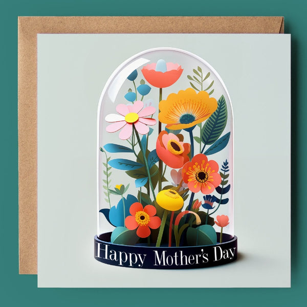 Mother's Day Bell Jar Flowers Greetings Card GP19