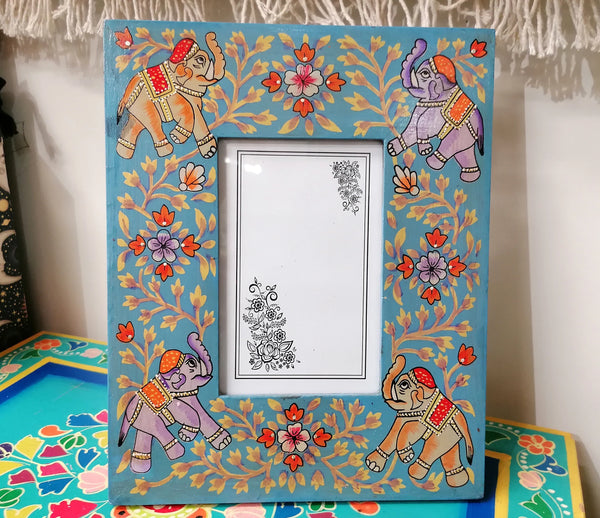 Hand Painted Elephant Wooden Photo Frame
