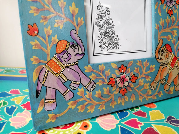 Hand Painted Elephant Wooden Photo Frame