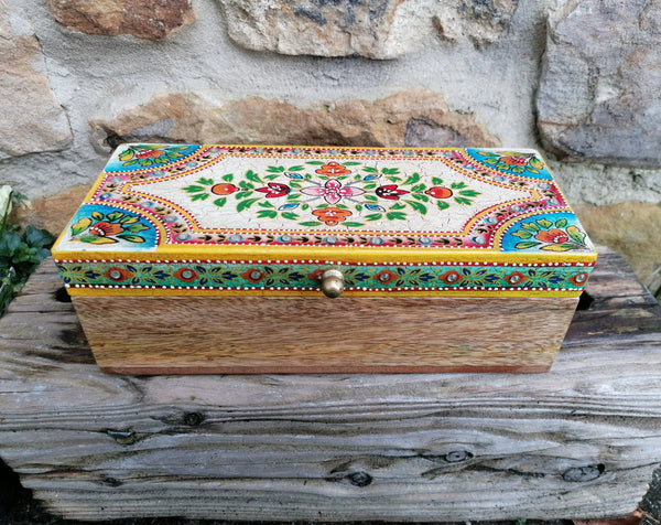 Small Hand Painted Floral Lidded Jewellery Box