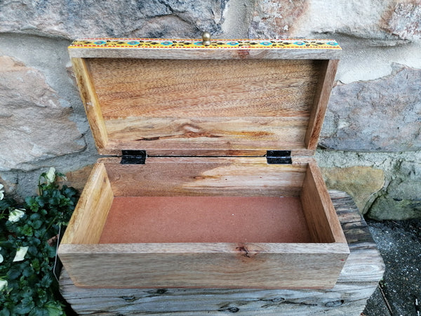 Medium Hand Painted Floral Lidded Jewellery Box