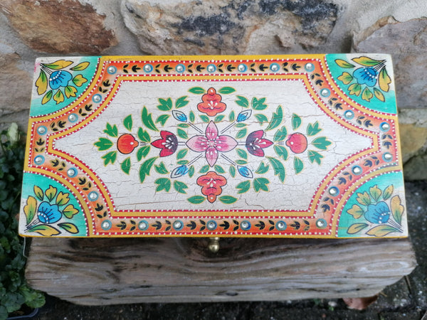 Medium Hand Painted Floral Lidded Jewellery Box