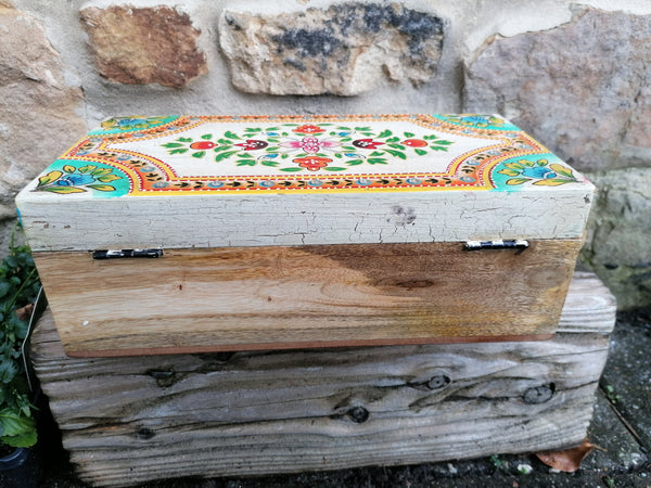 Medium Hand Painted Floral Lidded Jewellery Box