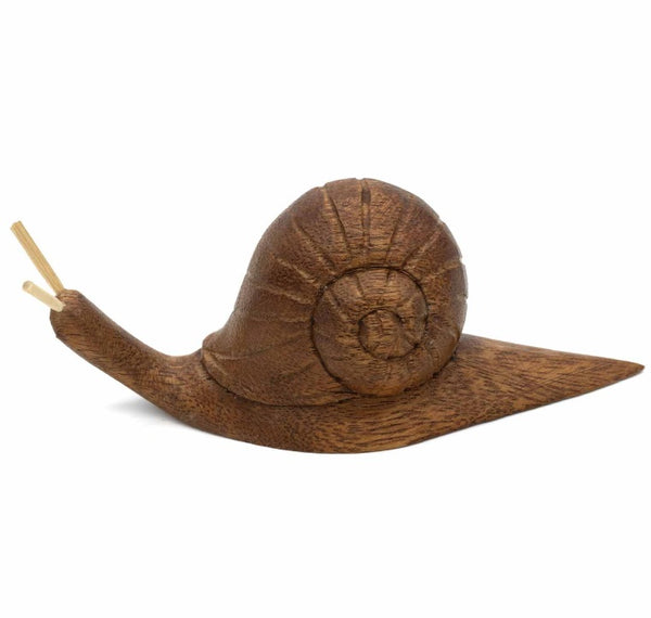 Large Hand Carved Wooden Snail