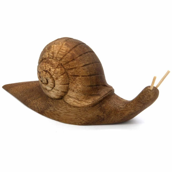 Large Hand Carved Wooden Snail