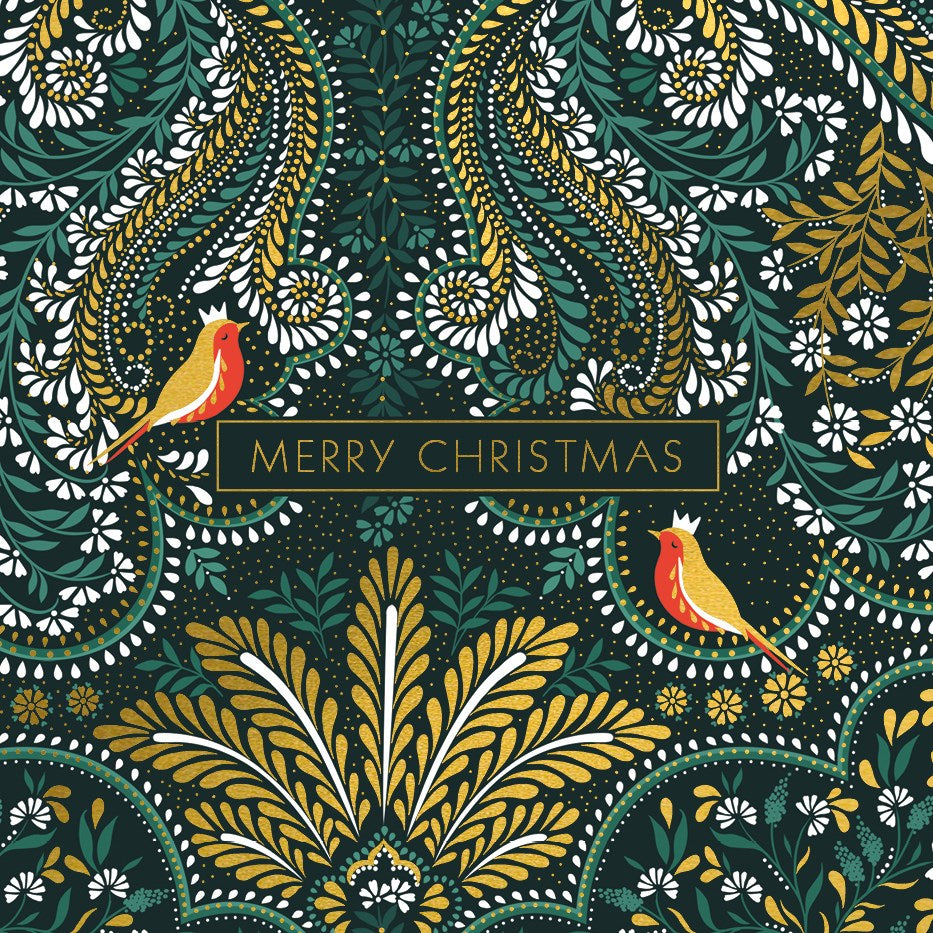 Pattern Robins Luxury Christmas Cards Box of 8