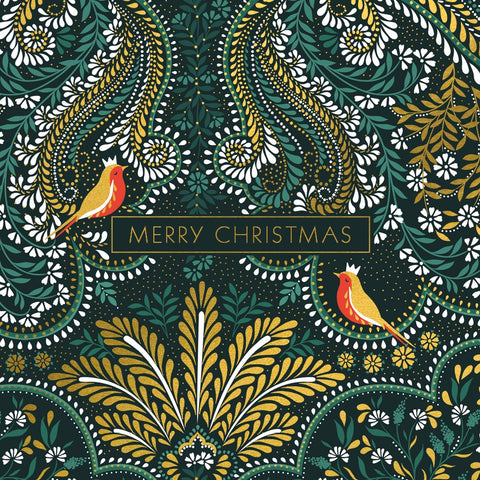 Pattern Robins Luxury Christmas Cards Box of 8