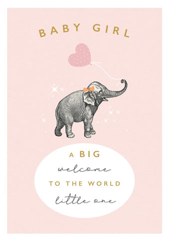 Baby Girl Welcome To The World Greetings Card