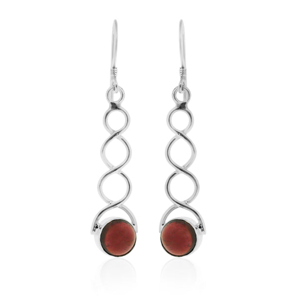 Nova Silver Garnet Twist Drop Earrings