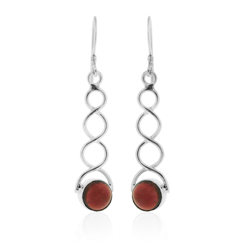 Nova Silver Garnet Twist Drop Earrings