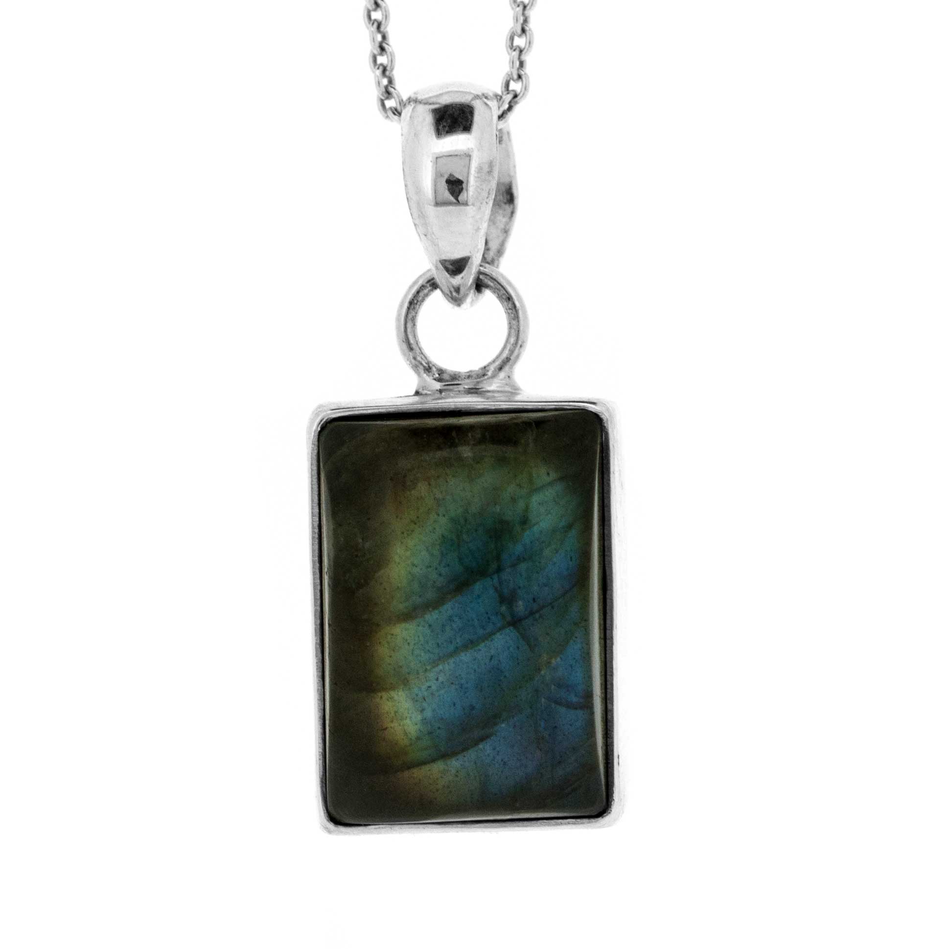 Nova Silver Labradorite Rectangle Pendant