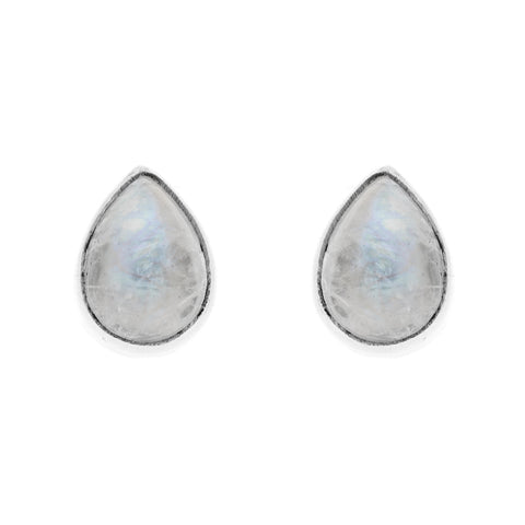 Nova Silver Teardrop Moonstone Stud Earrings