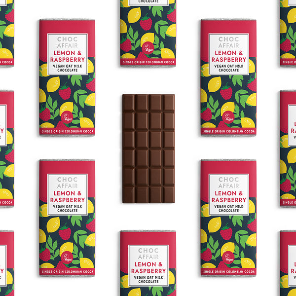Lemon and Raspberry Oat Milk Chocolate Bar