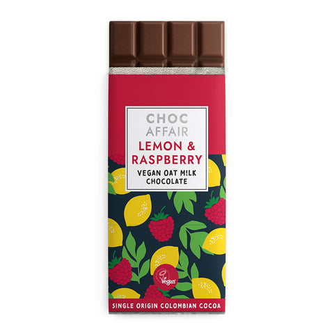 Lemon and Raspberry Oat Milk Chocolate Bar
