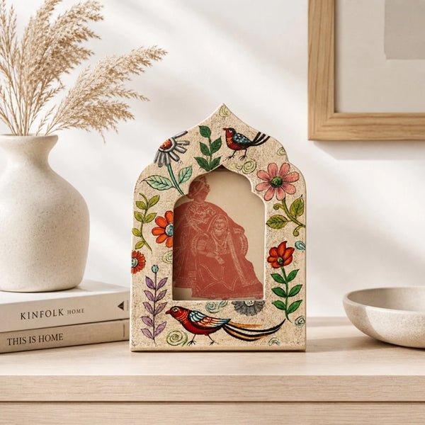 Hand Painted Floral Arched Photo Frame 4 x 6"