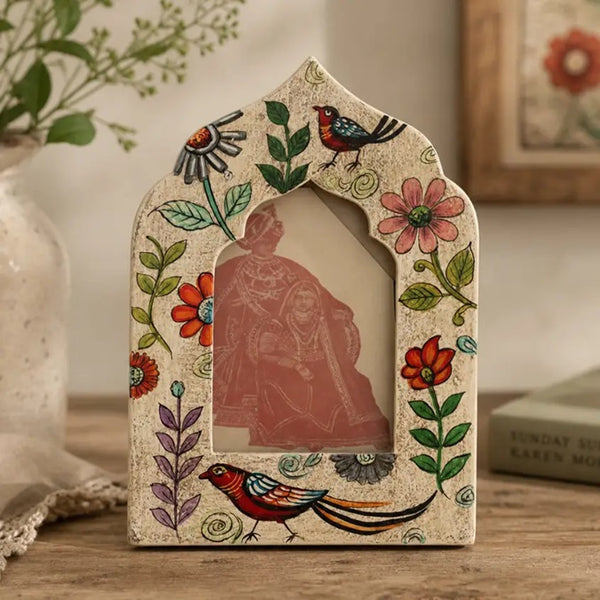 Hand Painted Floral Arched Photo Frame 4 x 6"